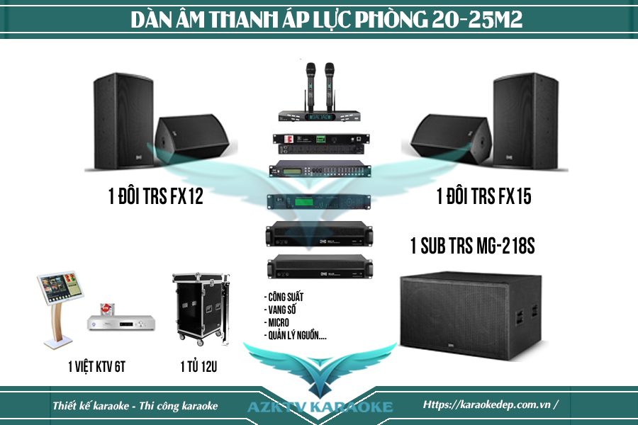 Dàn âm thanh kinh doanh chuyên nghiệp chơi nhạc Vinahouse 20-25m2