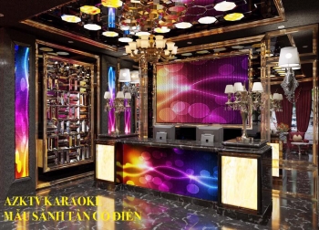 Thiết kế quán karaoke đẹp với mẫu sảnh hành lang Tân Cổ điển sang trọng VIP