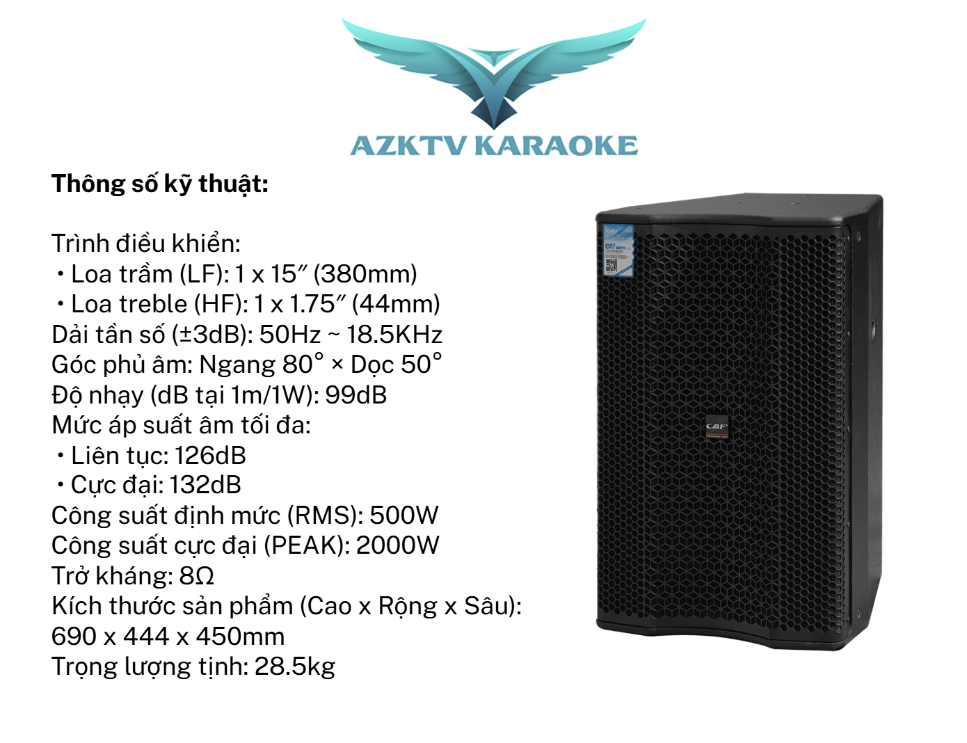 Loa CAF LC 15 thông số kỹ thuật