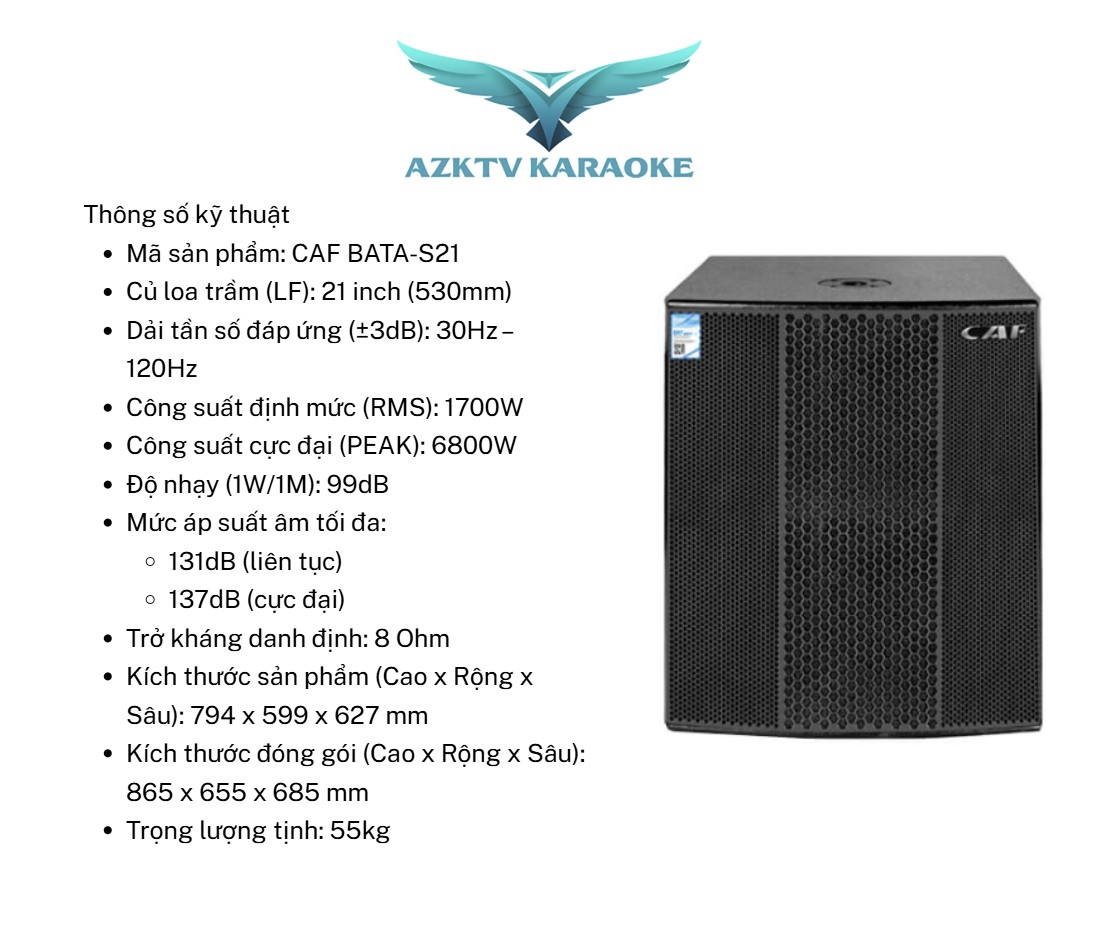 Loa Sub CAF Bata S21 chính hãng - Đỉnh Cao Trong Công Nghệ Âm Thanh