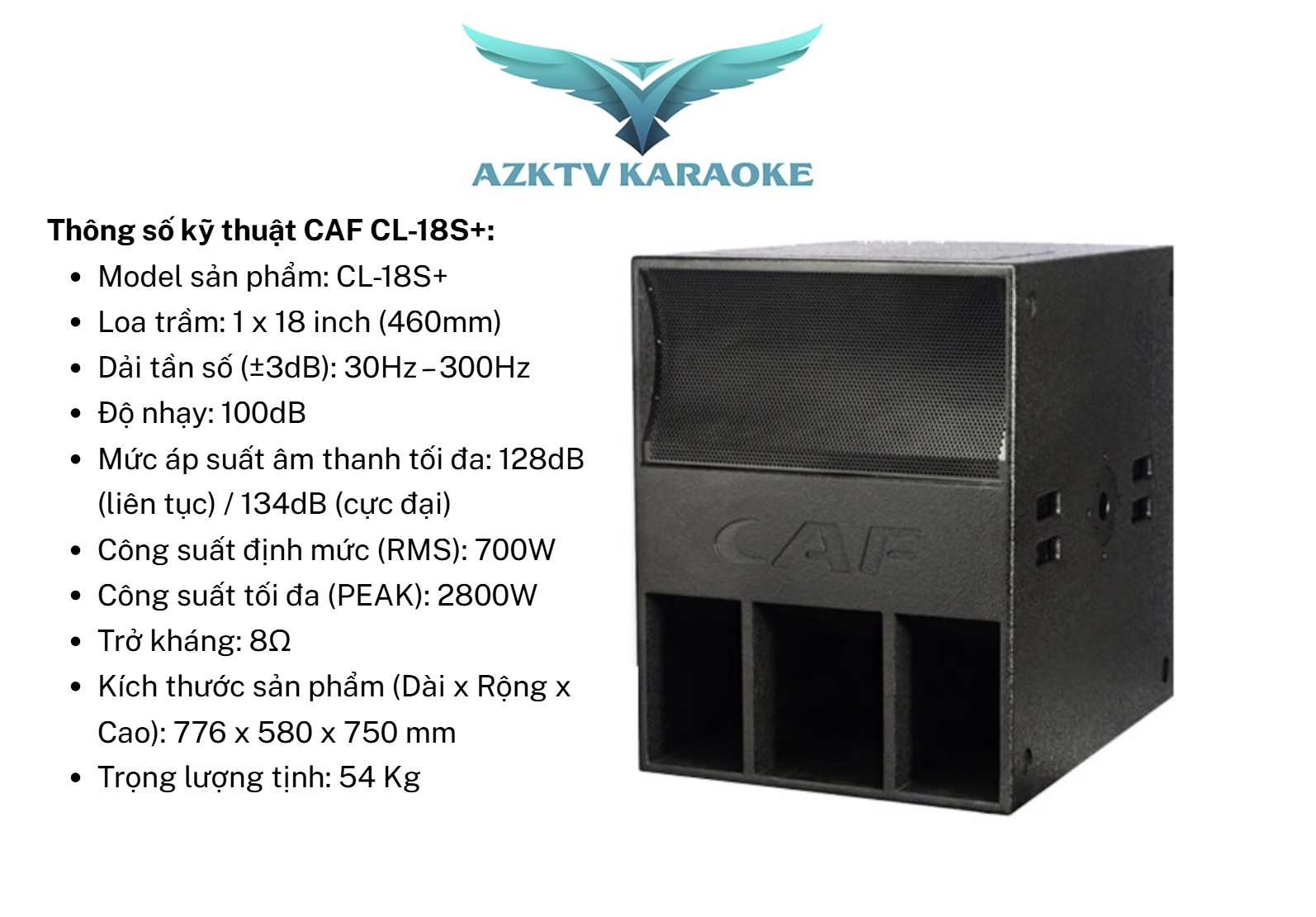 Thông số kỹ thuật CAF CL-18S+