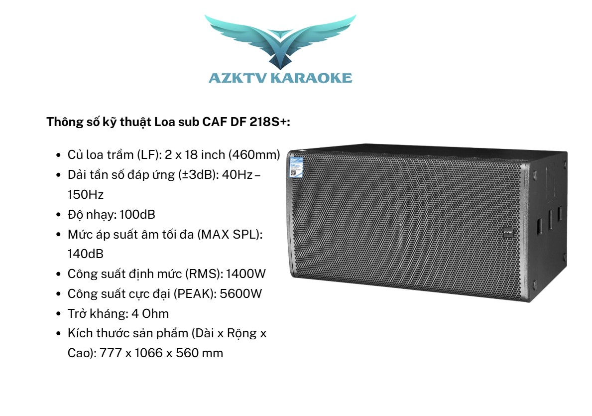Thông số Loa sub CAF DF 218S+ 
