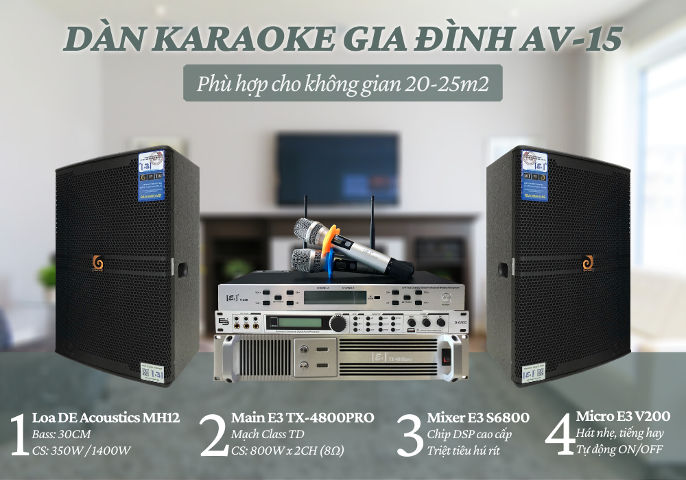 Dàn karaoke gia đình AV-15 chuyên nghiệp 