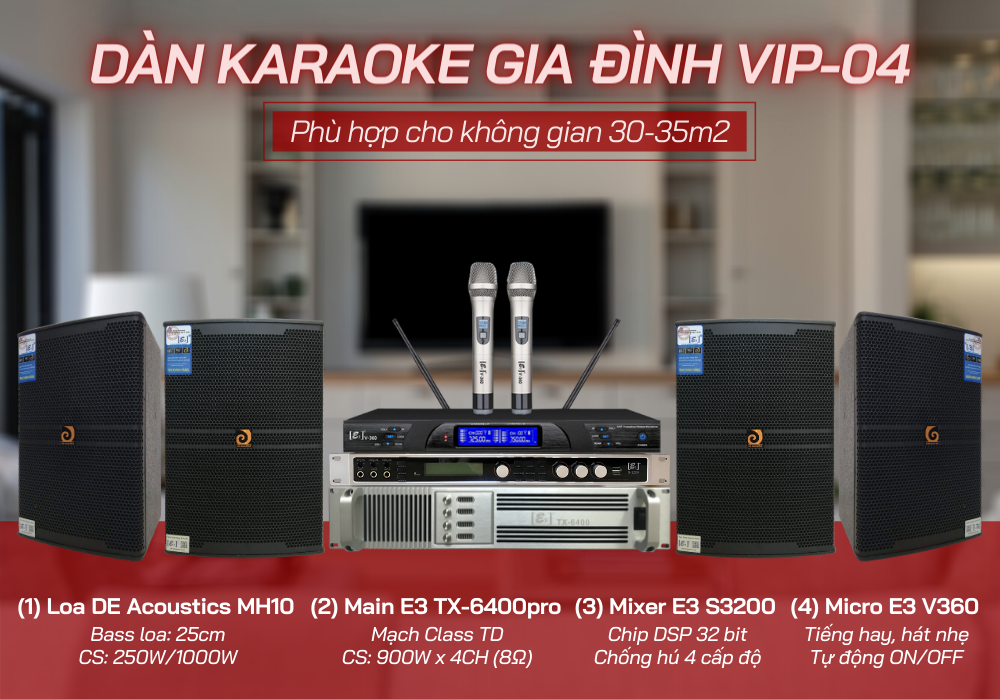 Cấu hình âm thanh của Dàn karaoke gia đình VIP-04
