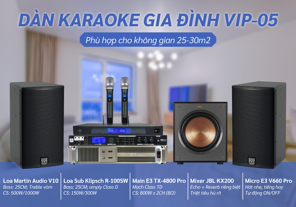 Cấu hình âm thanh của Dàn karaoke gia đình VIP-05