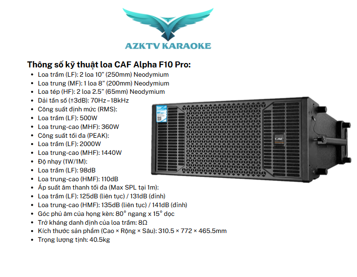 Hệ thống loa line array CAF Alpha F10pro chính hãng 