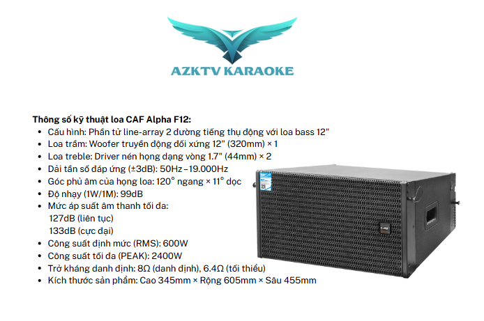 Thông số kỹ thuật loa Alpha F12 chính hãng