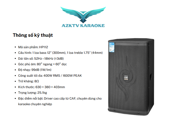Các đặc điểm nổi bật của Loa karaoke CAF HP 112