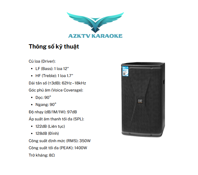 Thông số kỹ thuật loa Pos 12W