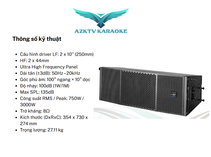Thông số kỹ thuật loa CAF VS 210